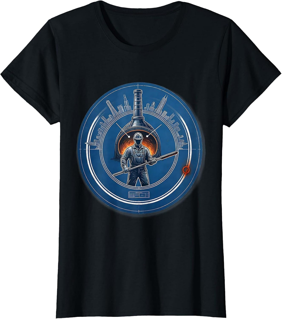 Chicago Steelworker Blast Furnace Silhouette T-Shirt - Black