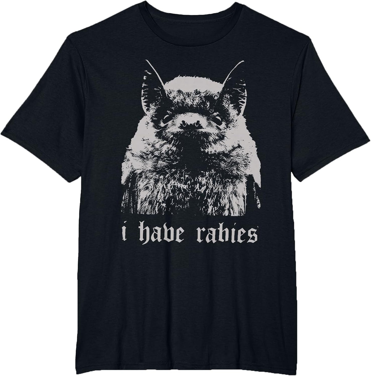 Vintage I Have Rabies Bat Funny Meme Quotes T-Shirt - Black
