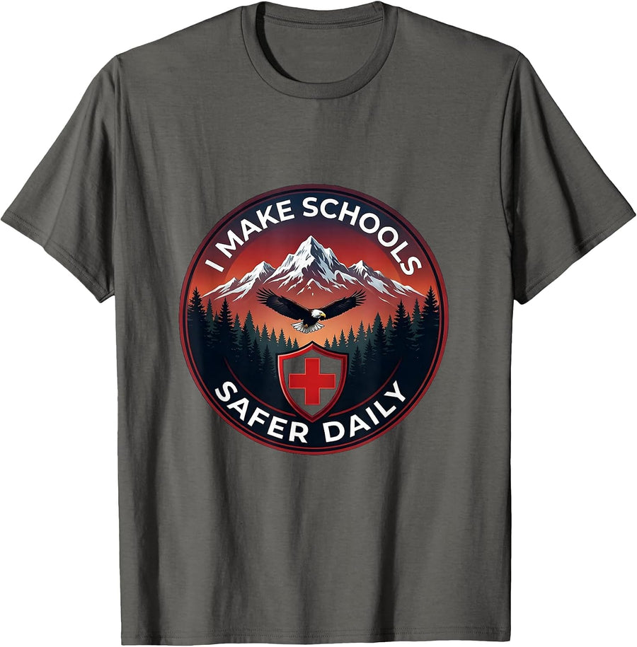 I Make Schools Safer Daily School Nurse Design T-Shirt - Asphalt Grey