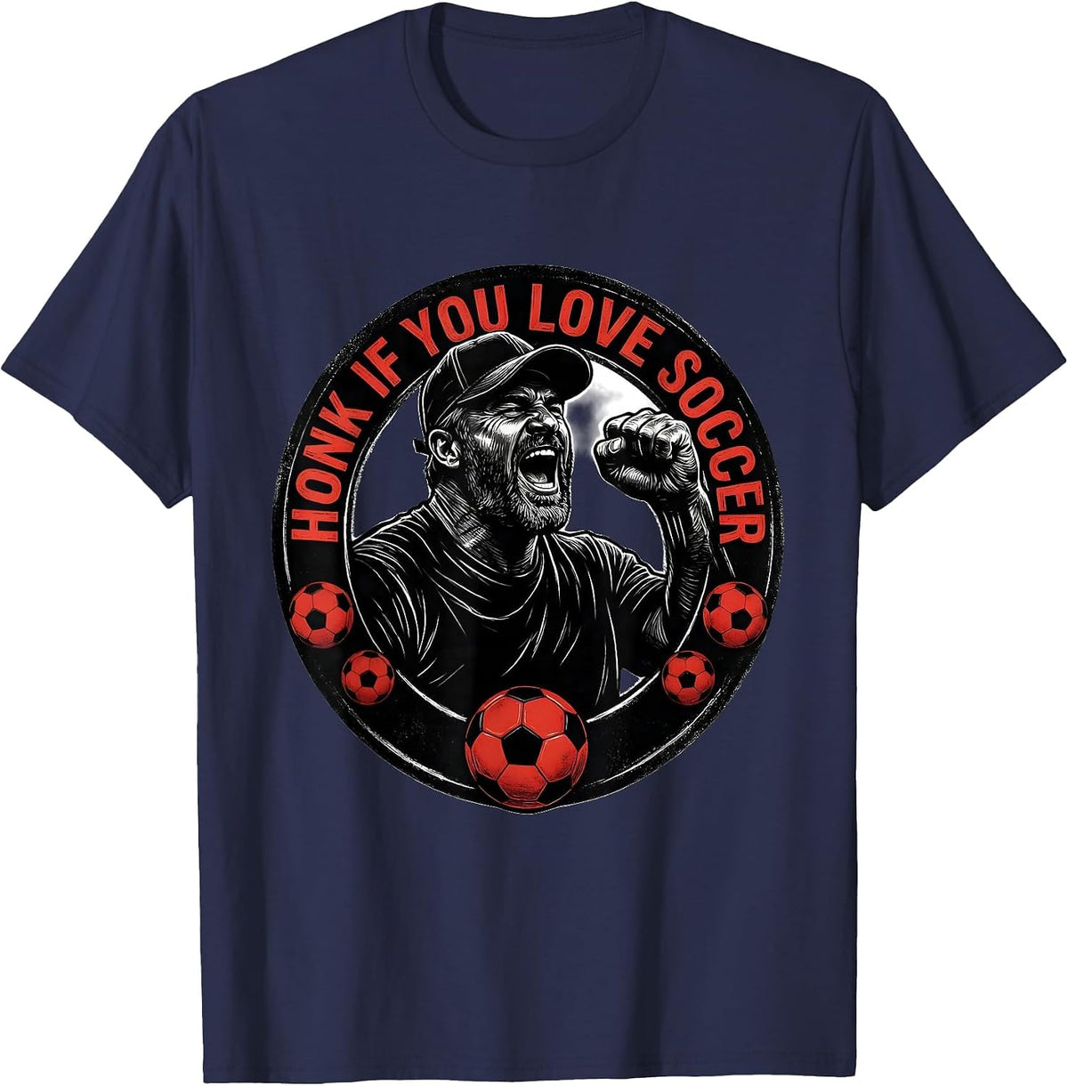 Men's Honk If You Love Soccer Dad Graphic Design T-Shirt - Navy Blue