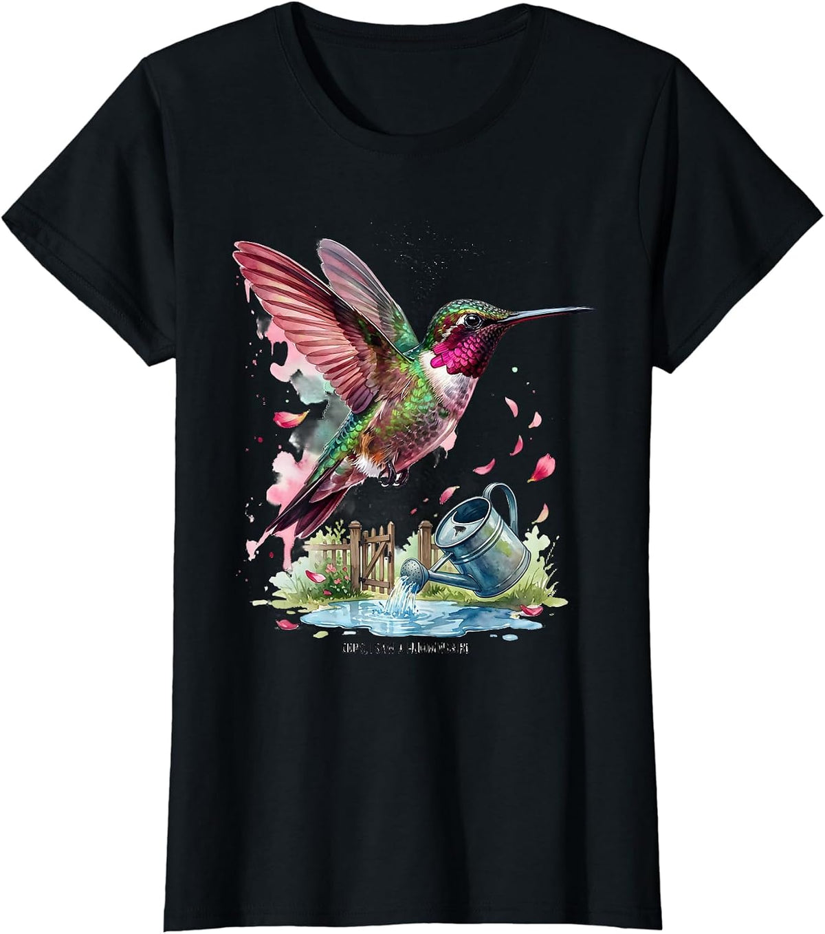 Oops I Saw A Hummingbird Watercolor Bird Lover Gift T-Shirt - Black