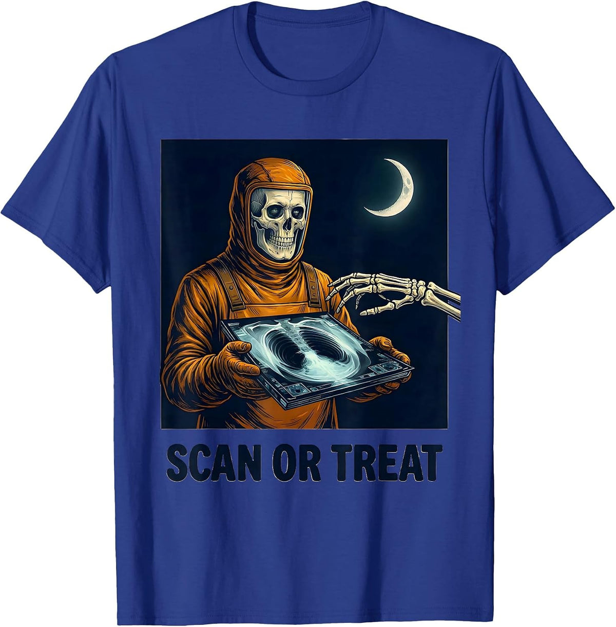 Men's Scan Or Treat Funny Radiologic Technologist Halloween T-Shirt - Royal Blue
