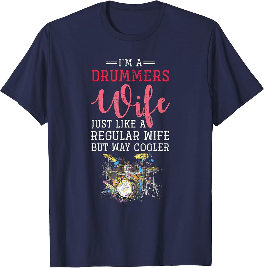 Ich bin die Frau eines Drummers Drum Kit T-Shirt - Navy Blue