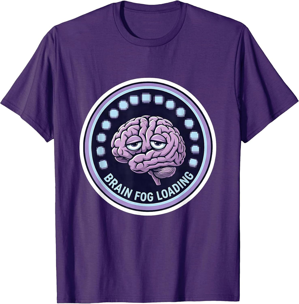 Men's Brain Fog Loading Mental Health Awareness Design T-Shirt - Purple