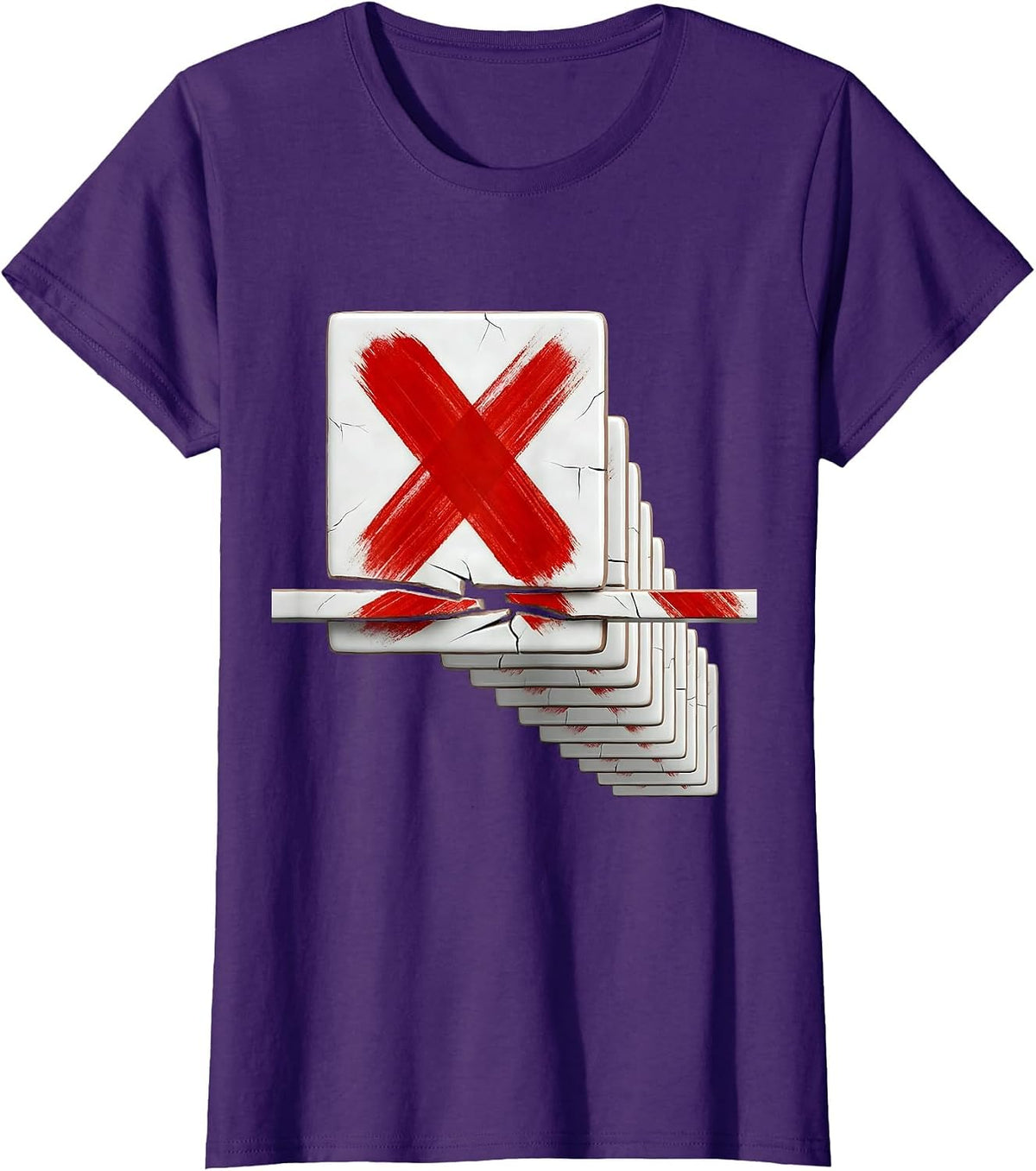 Women's Mahjong Tile Rack Break Funny Mahjong Lover Gift T-Shirt - Purple