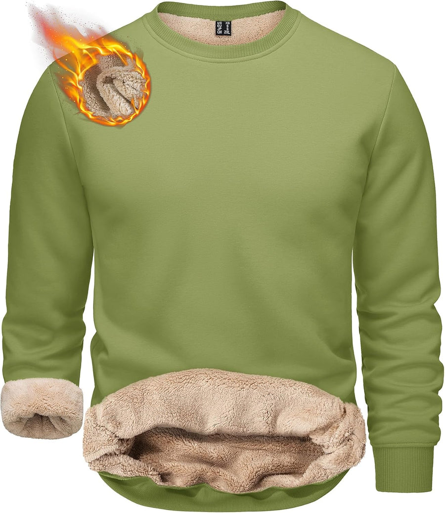 TACVASEN Men's Crewneck Sweatshirt Warm Sherpa Lined Thermal Sweatshirts Heavyweight Long Sleeve Winter Fleece Pullover