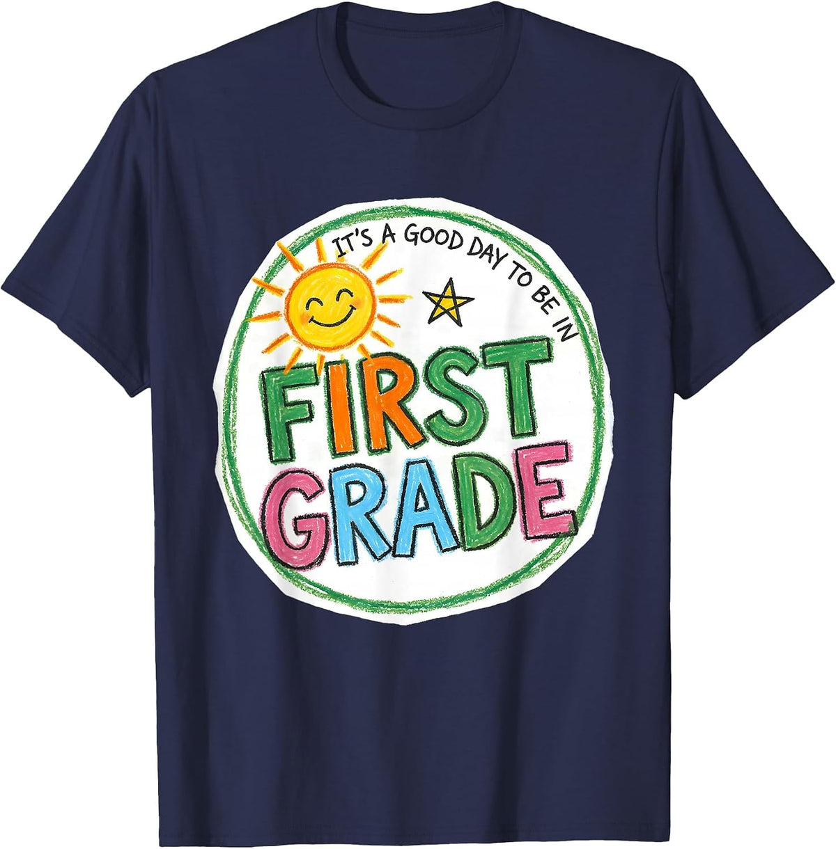 Men's It's A Good Day To Be In First Grade Funny Teacher Back T-Shirt - Navy Blue