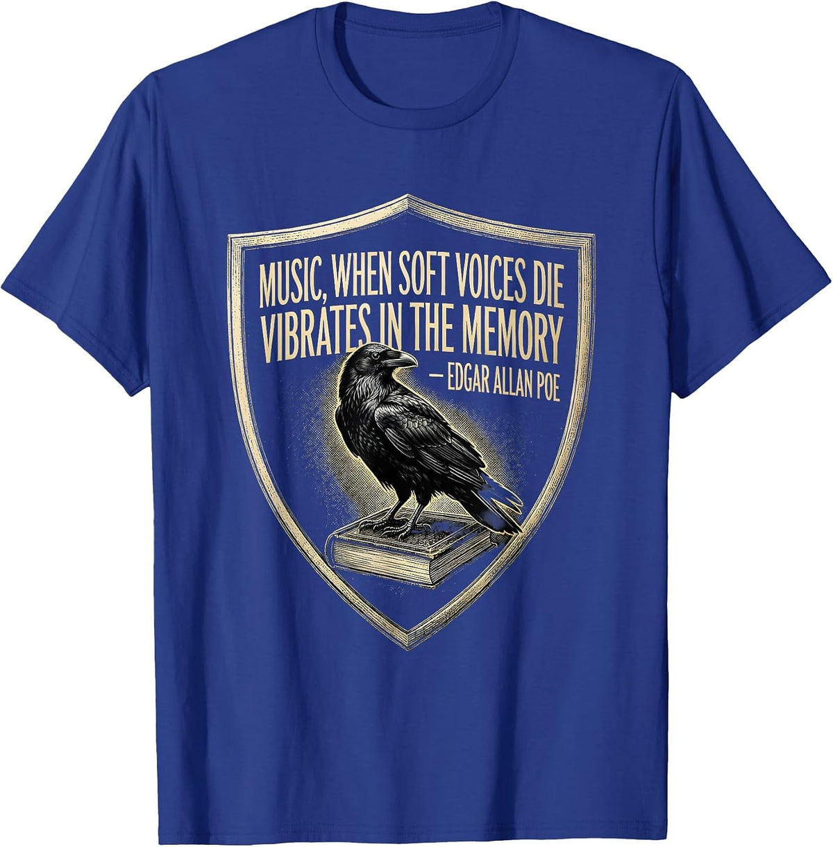 Men's Music Vibrates in Memory Edgar Allan Poe Gothic Literary T-Shirt - Royal Blue