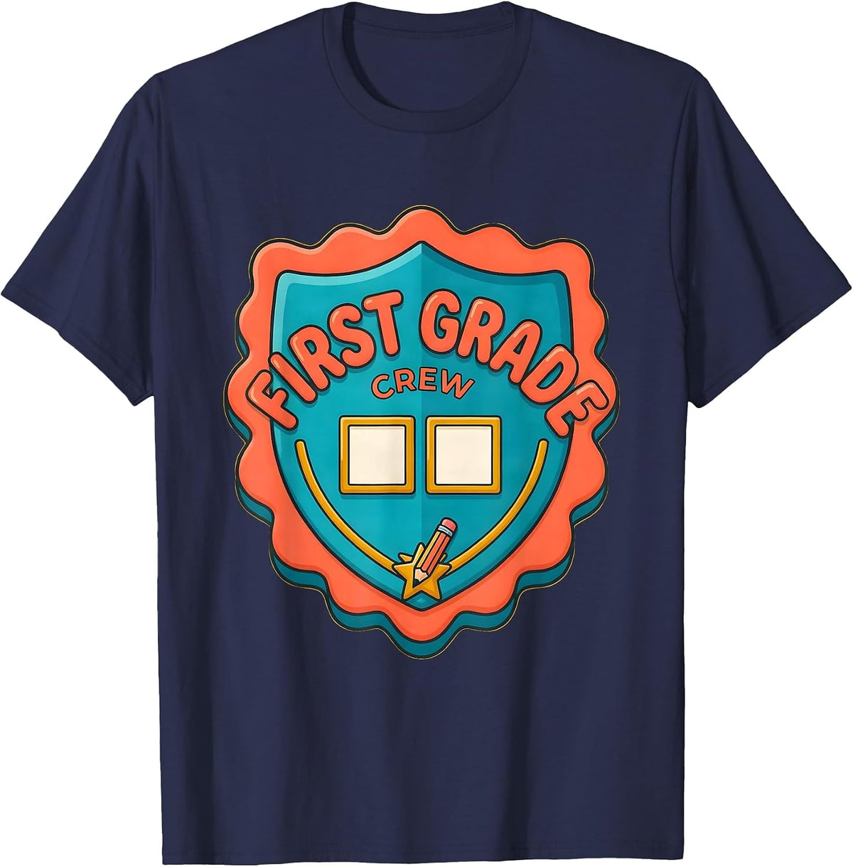 Men's First Grade Crew Back To School Student Teacher Team Pride T-Shirt - Navy Blue