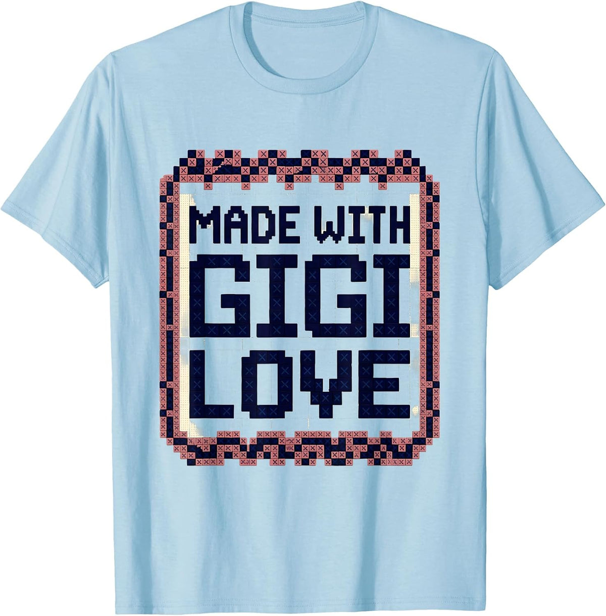 Men's Made With Gigi Love Heartfelt Grandma Design T-Shirt - Baby Blue