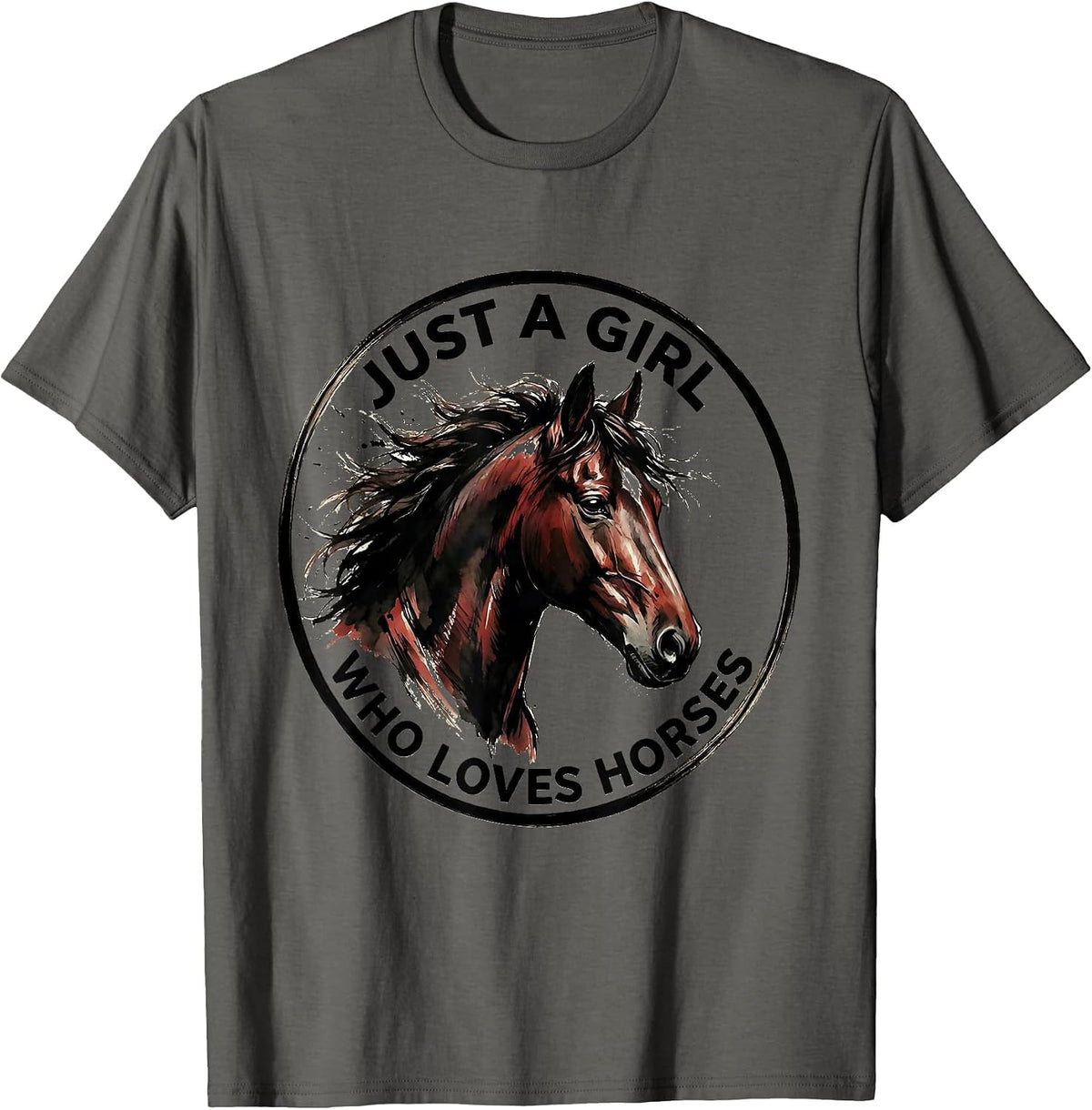 Men's Just a Girl Who Loves Horses Equestrian Design T-Shirt - Asphalt Grey