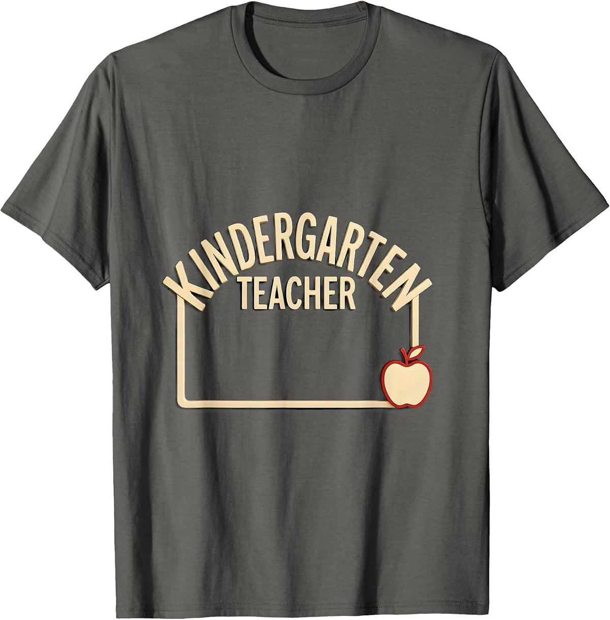 Men's Kindergarten Teacher Cute Pencil Apple Back To School T-Shirt - Asphalt Grey