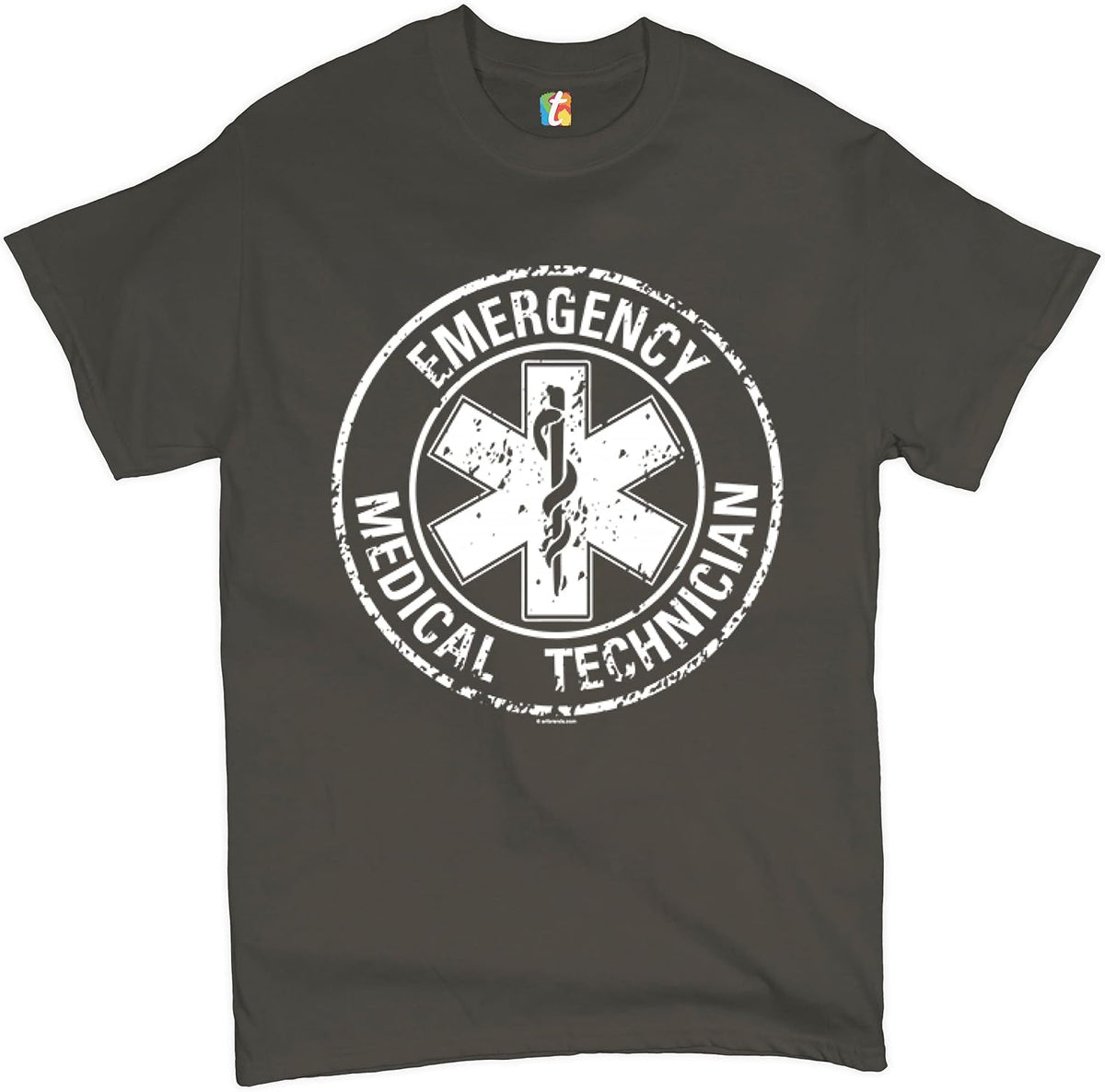 Emergency Medical Technician T-Shirt EMT Distressed Star of Life Men's Tee - Charcoal