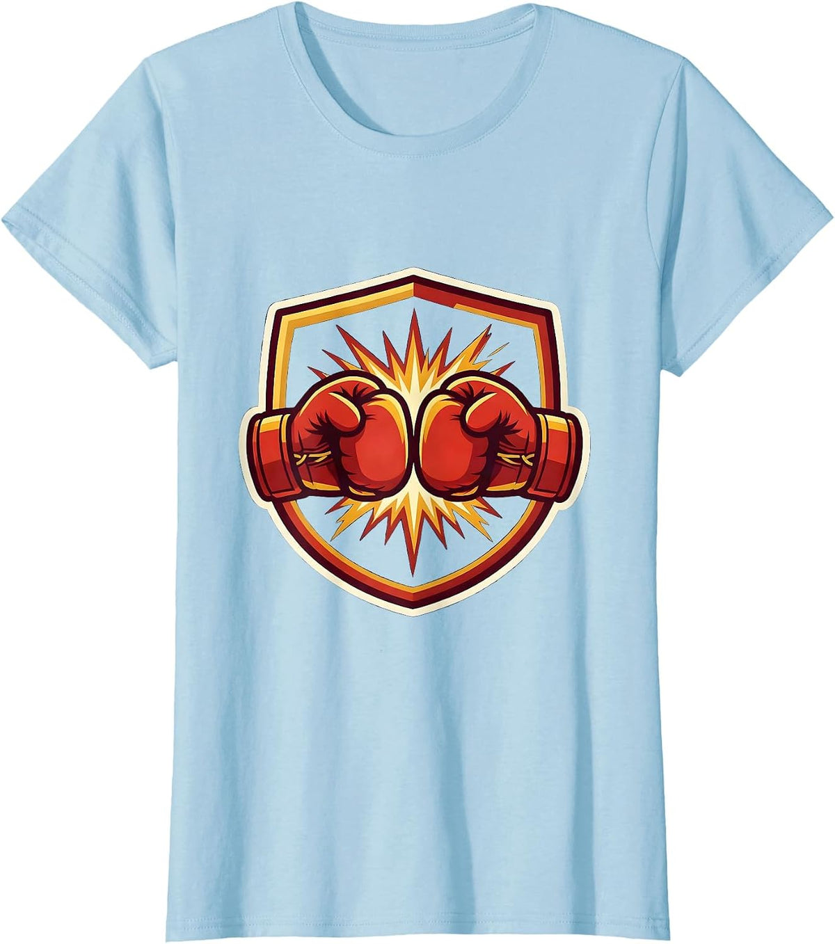 Women's Boxing Gloves Clash Sparks Graphic Tee T-Shirt - Baby Blue