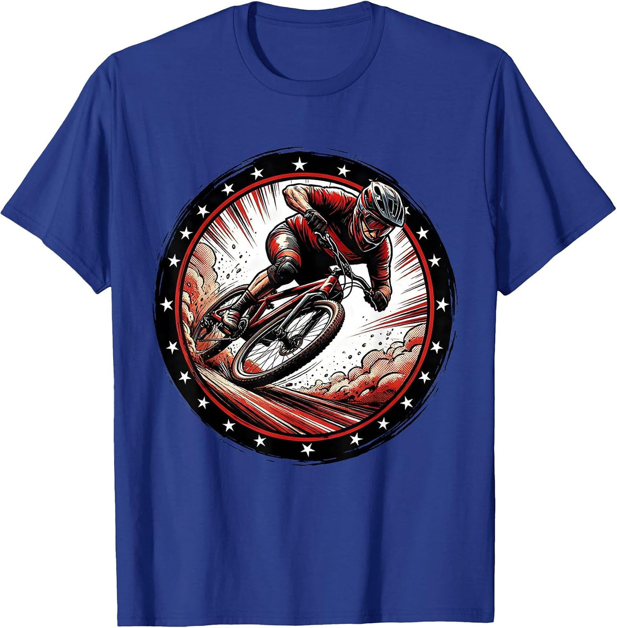 Men's Downhill Cyclist Racing Full Lean Graphic T-Shirt - Royal Blue