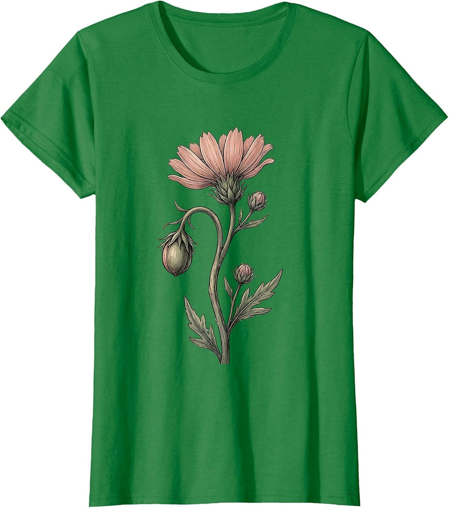 Women's Semicolon Flower Suicide Prevention Awareness T-Shirt - Kelly Green