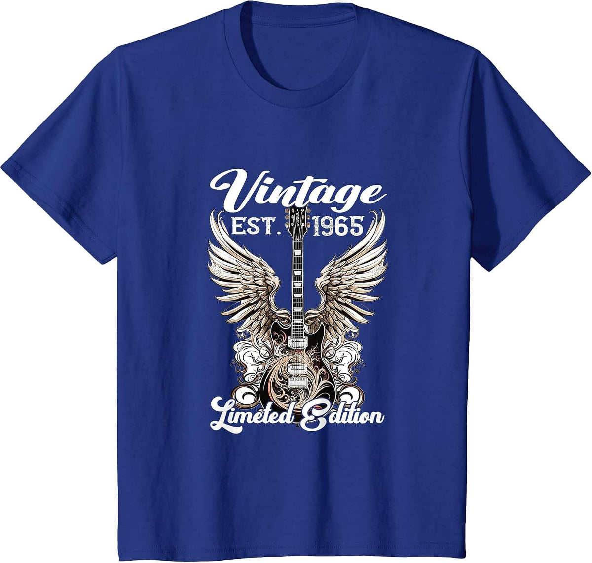 Vintage Since 1965 Limeted Classic Rock Guitar Year of Birth T-Shirt - Royal Blue