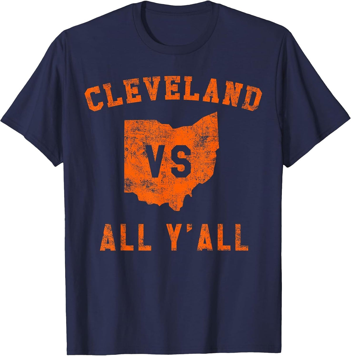 Cleveland vs All Yall for Y'all in Cleveland Versus T-Shirt - Navy Blue