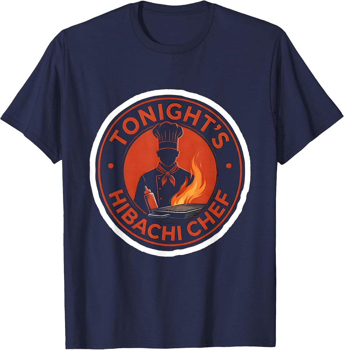 Men's Tonight's Hibachi Chef Funny Halloween Costume Party T-Shirt - Navy Blue
