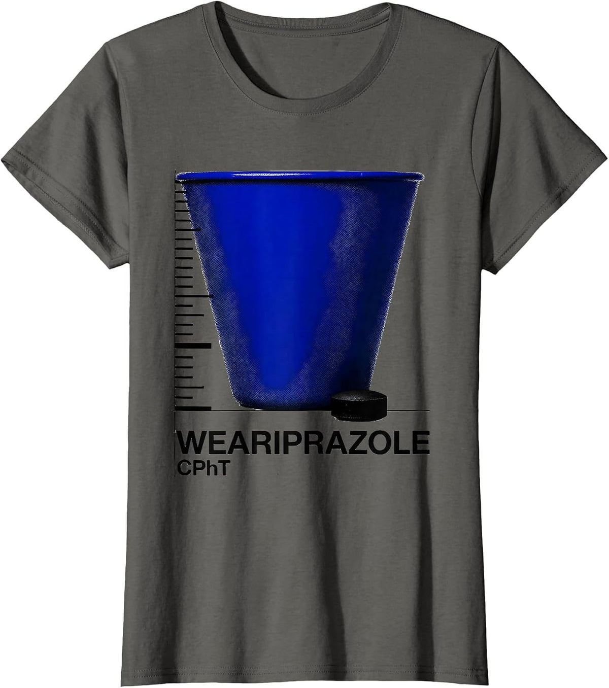 Women's Weariprazole, CPhT Funny Pharmacy Tech Humor Gift T-Shirt - Asphalt Grey