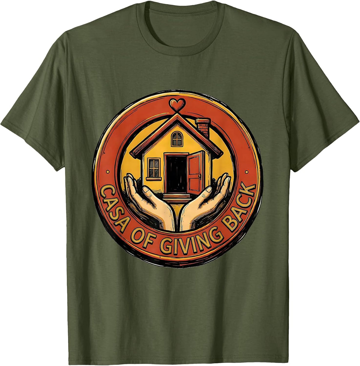 Men's Altruismo Casa of Giving Back Graphic Design T-Shirt - Olive Green