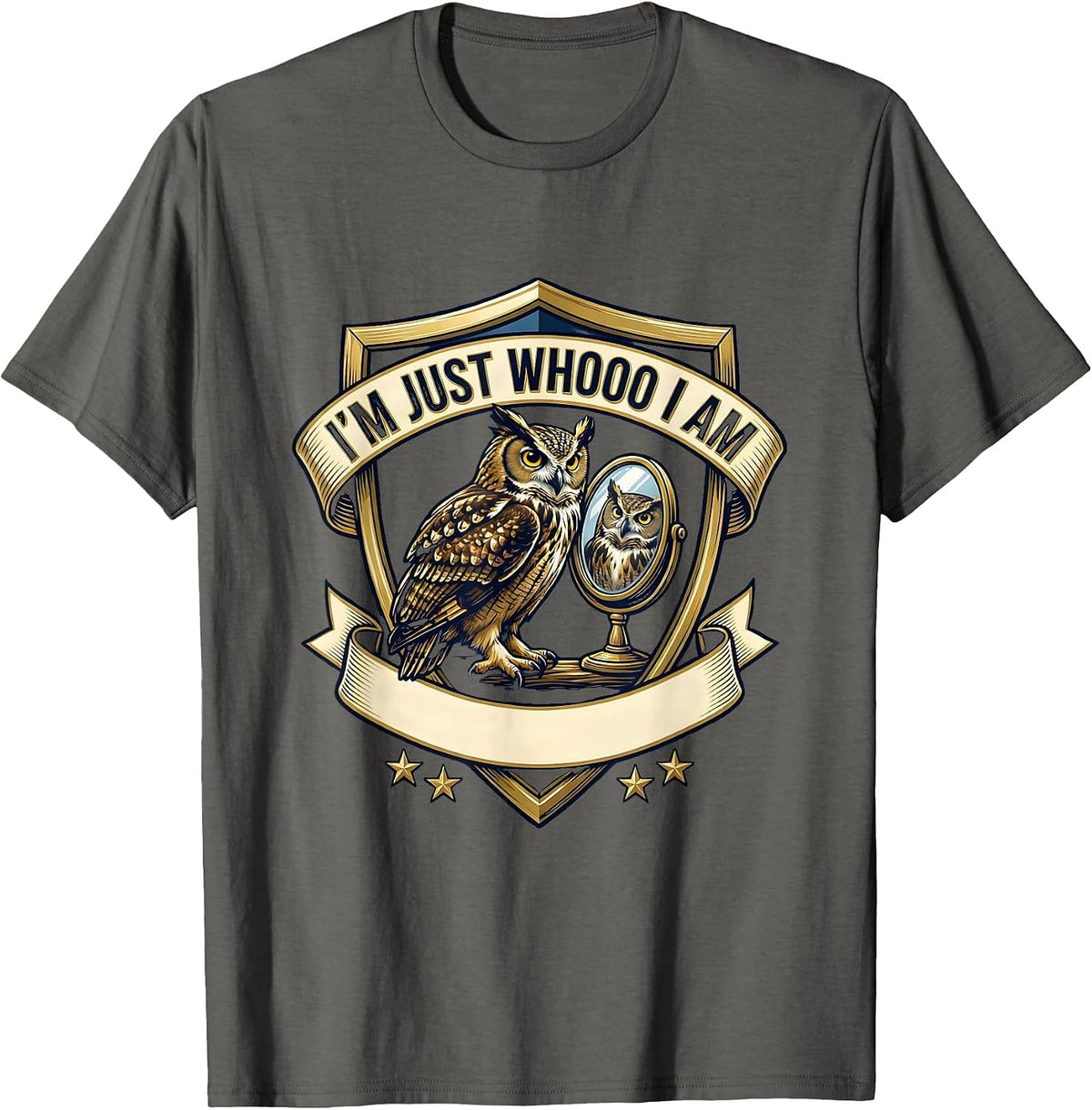 Men's I'm Just Whooo I Am Funny Owl Lover Bird Humor T-Shirt - Asphalt Grey