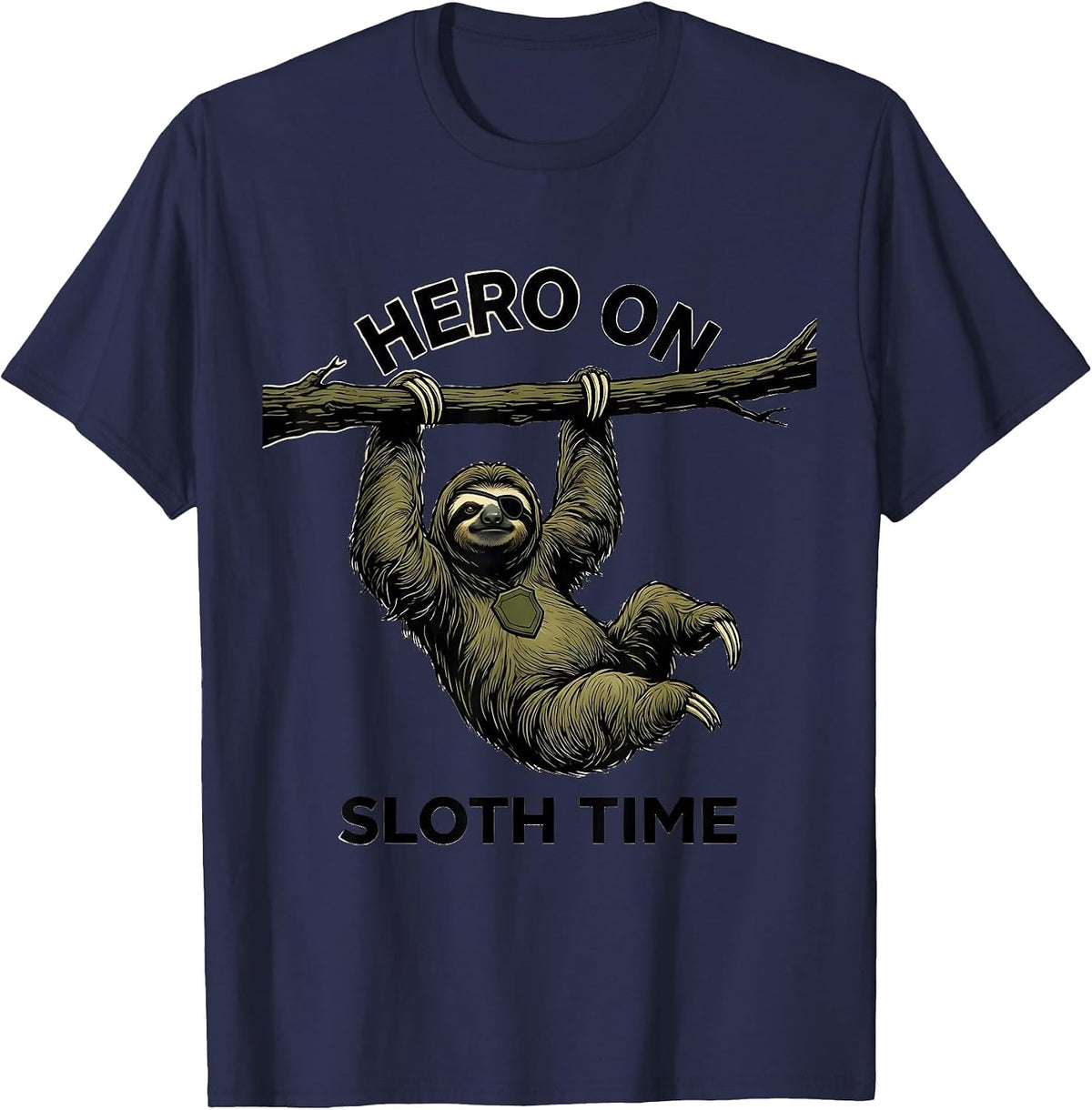 Men's Hero On Sloth Time Funny Sloth Lover Gift Casual Humor T-Shirt - Navy Blue