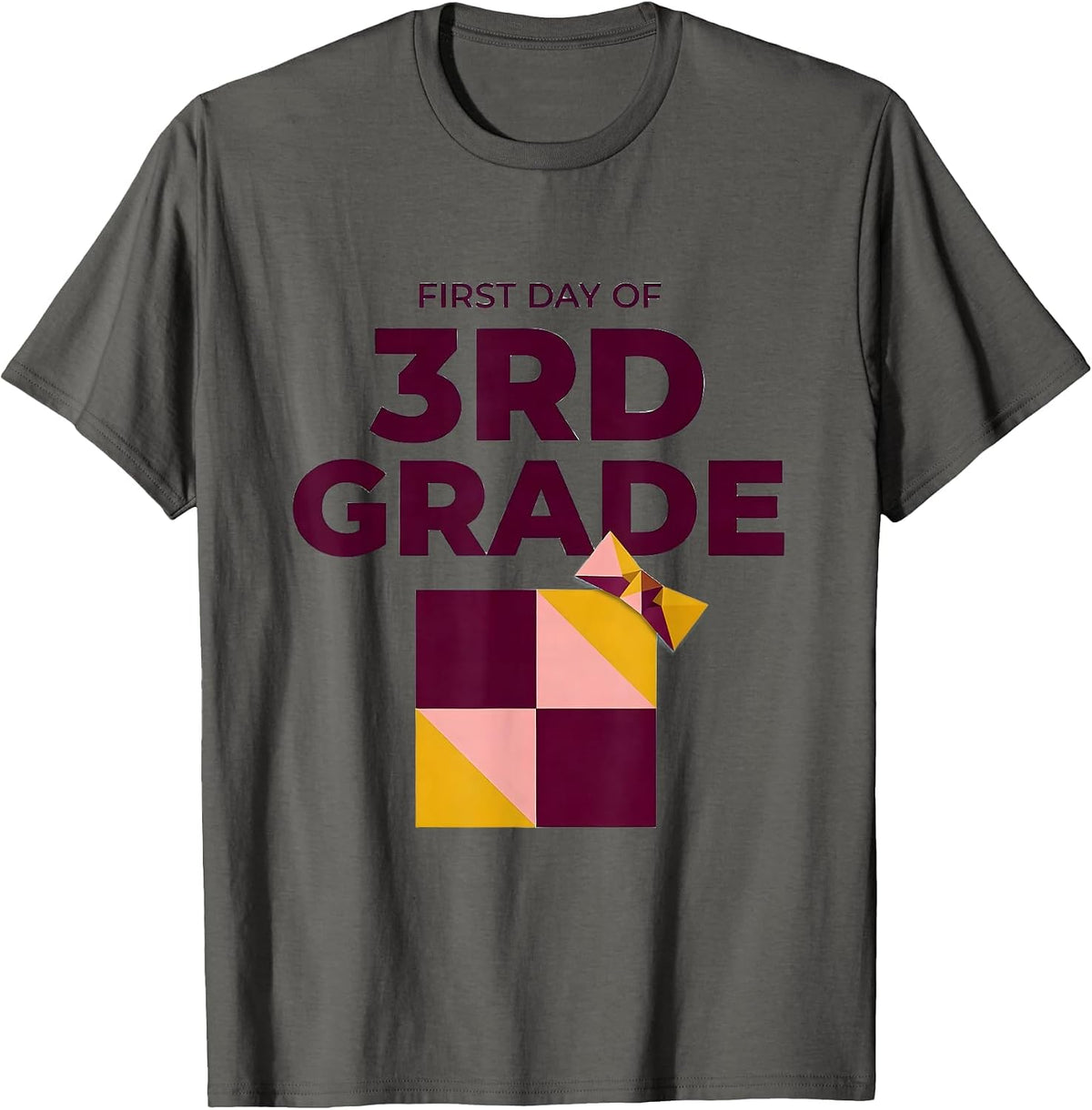 Men's First Day Of 3rd Grade Teacher Girl Coquette Bow Back T-Shirt - Asphalt Grey