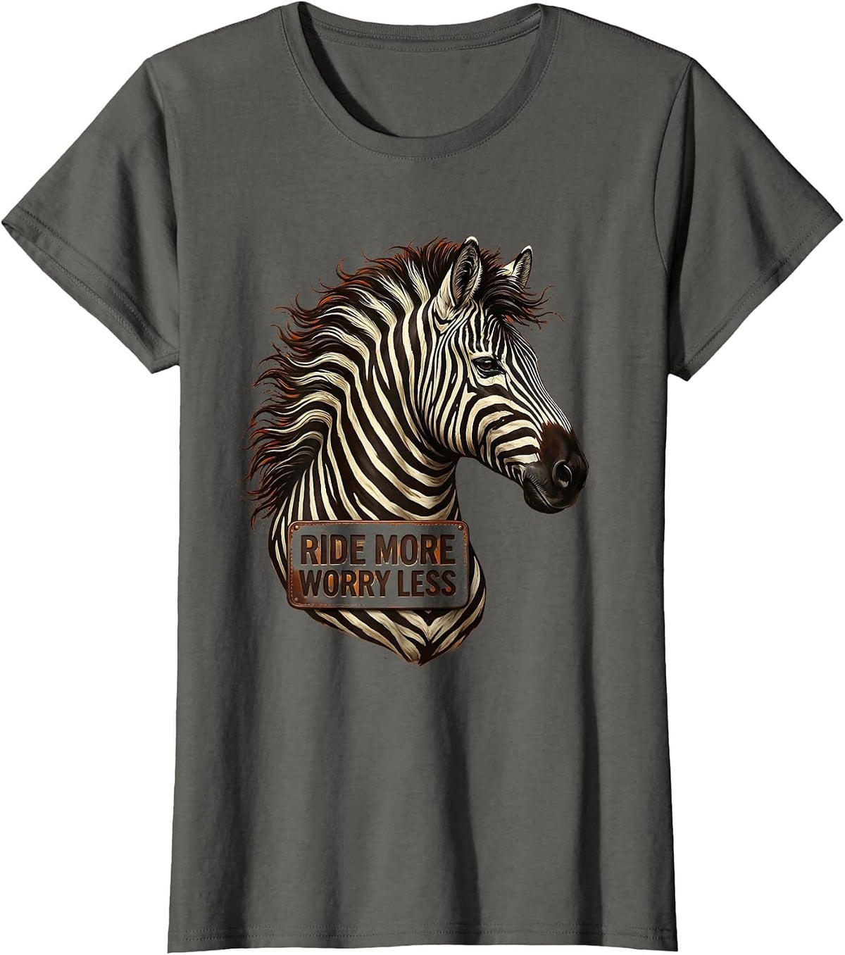 Women's Ride More Worry Less Horse Riding Design T-Shirt - Asphalt Grey