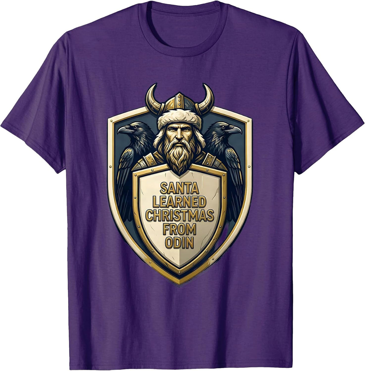 Santa Learned Christmas From Odin Viking Norse Holiday T-Shirt - Purple