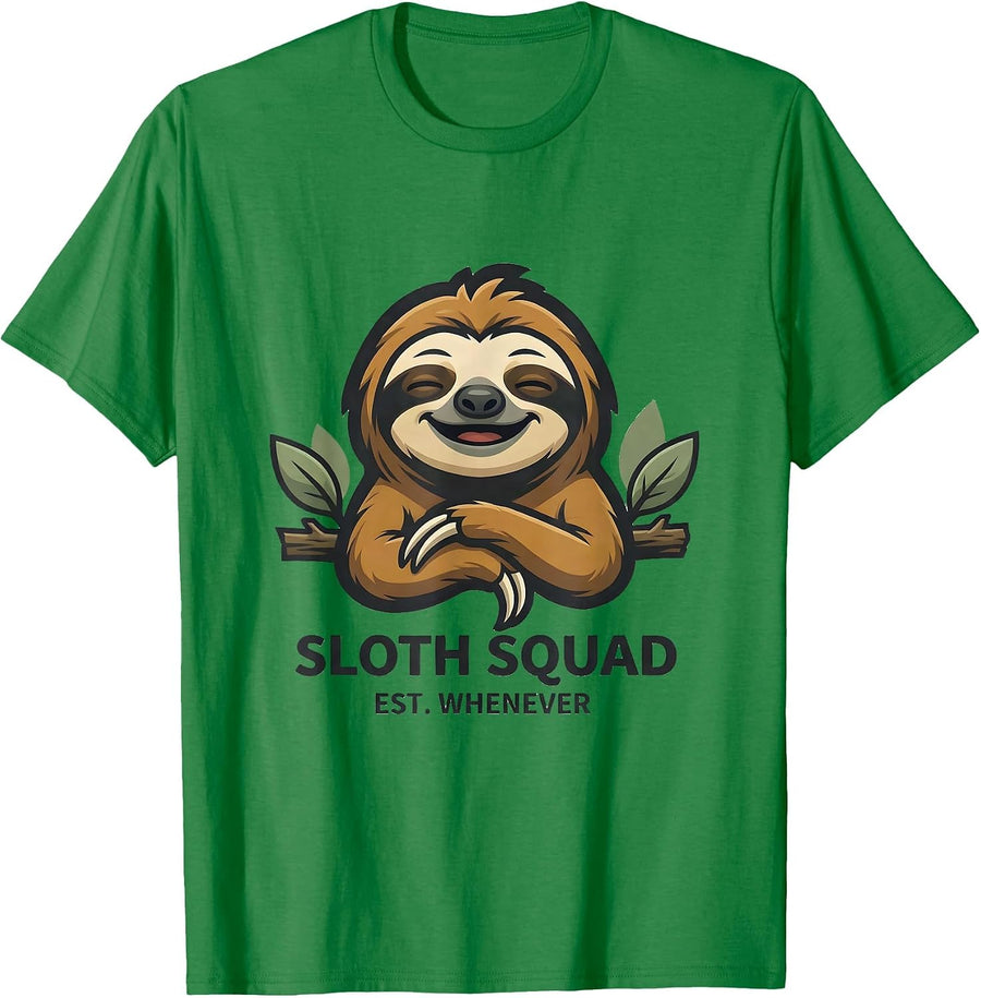 Men's Sloth Squad Est. Whenever Funny Sloth Lover Gift T-Shirt - Kelly Green