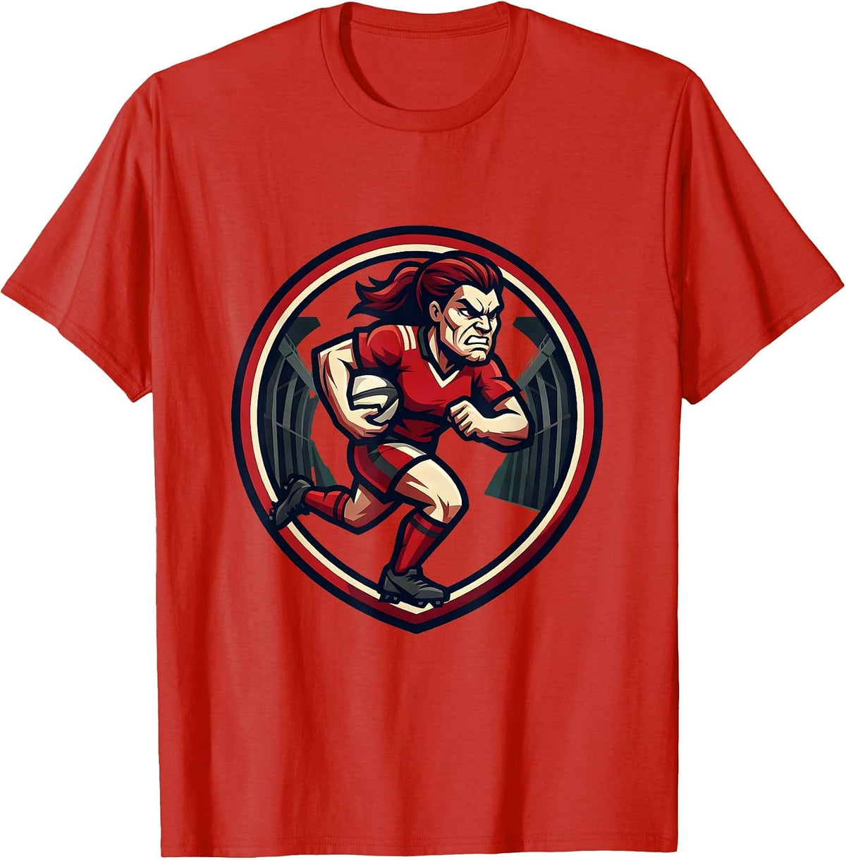 Men's Rugby Team Tunnel Walk Graphic Design T-Shirt - Red