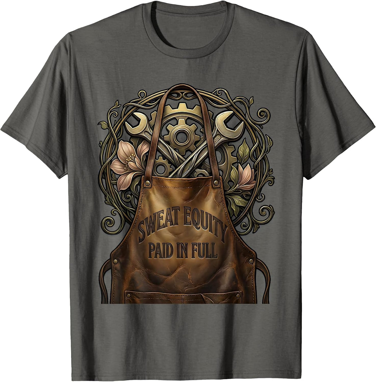 Men's Sweat Equity Paid In Full Blue Collar Design T-Shirt - Asphalt Grey