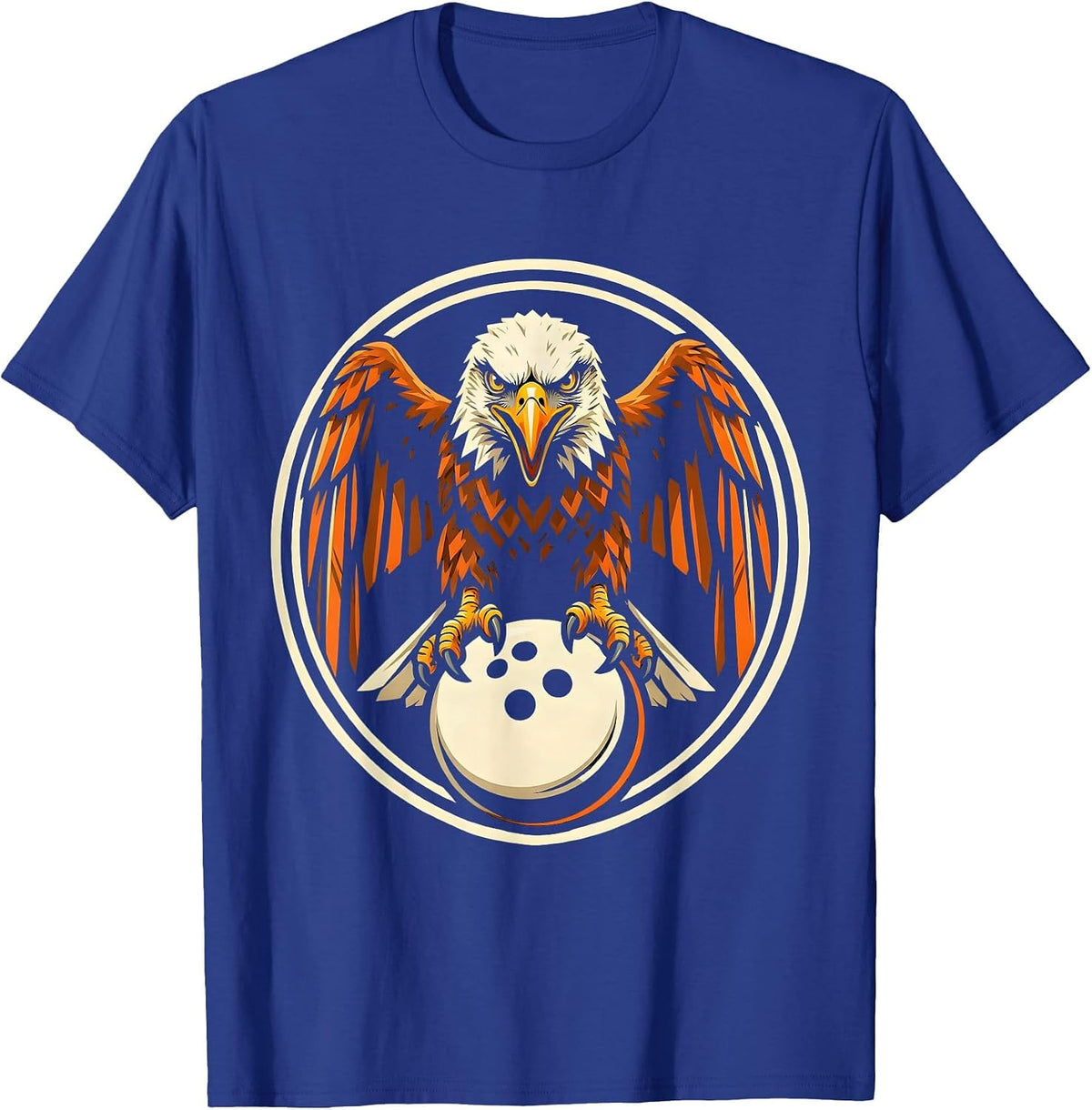 Eagle Carrying Bowling Ball Graphic Design T-Shirt - Royal Blue