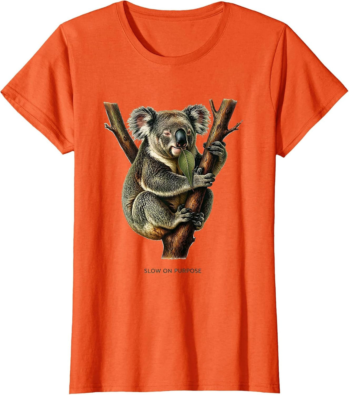 Slow On Purpose Botanical Koala Animal Lover Humor T-Shirt - Orange
