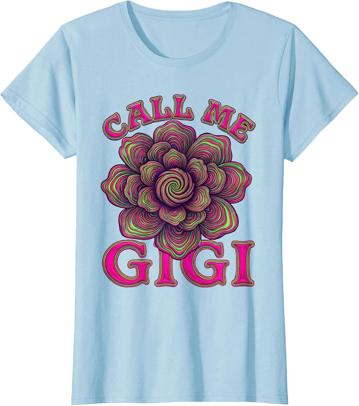 Women's Call Me Gigi Grandma Pride Design T-Shirt - Baby Blue