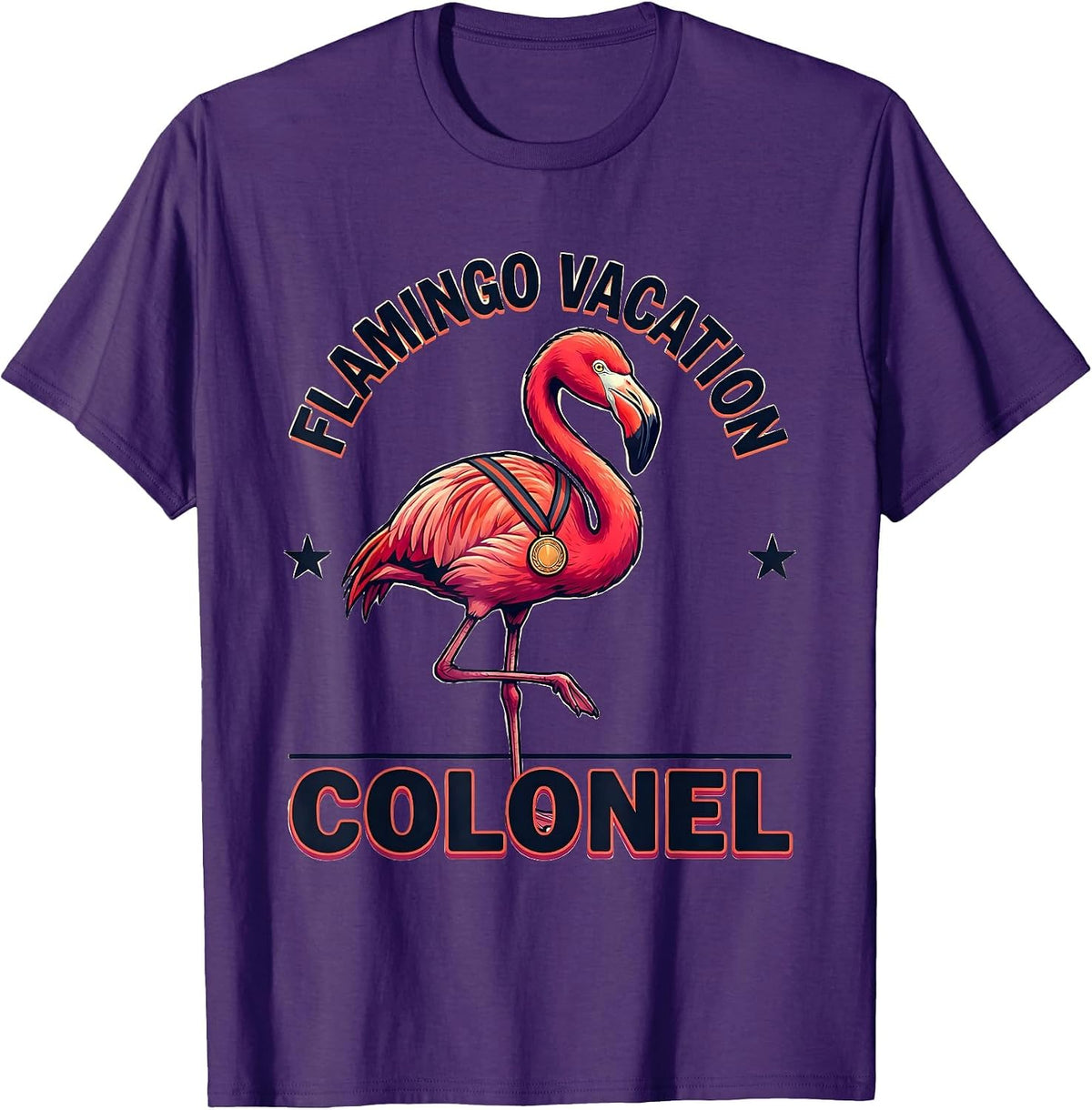 Flamingo Vacation Colonel Funny Flamingo Novelty Humor T-Shirt - Purple