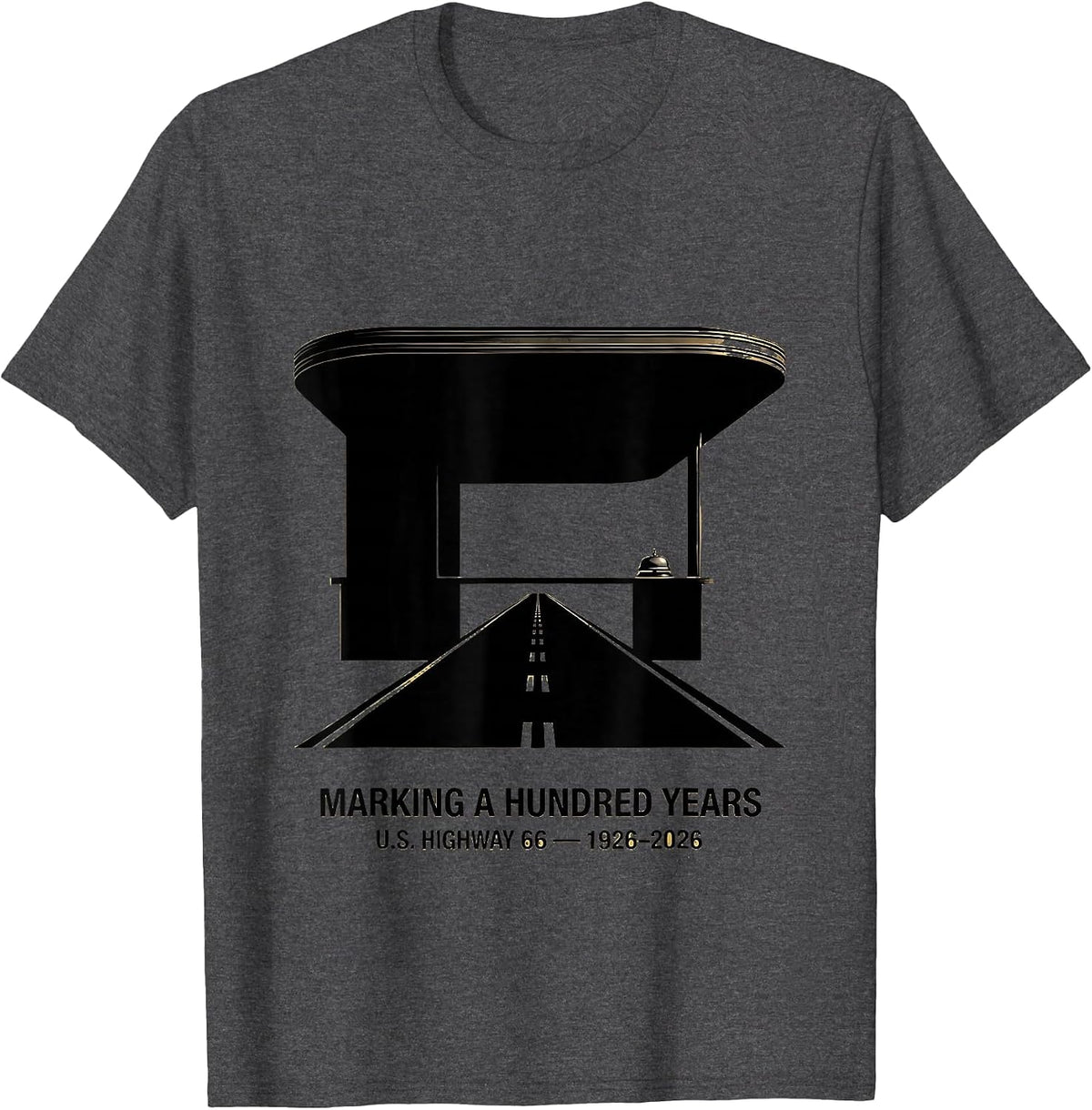 Men's Marking A Hundred Years — U.S. Highway 66 — 1926-2026 T-Shirt - Dark Heather Grey