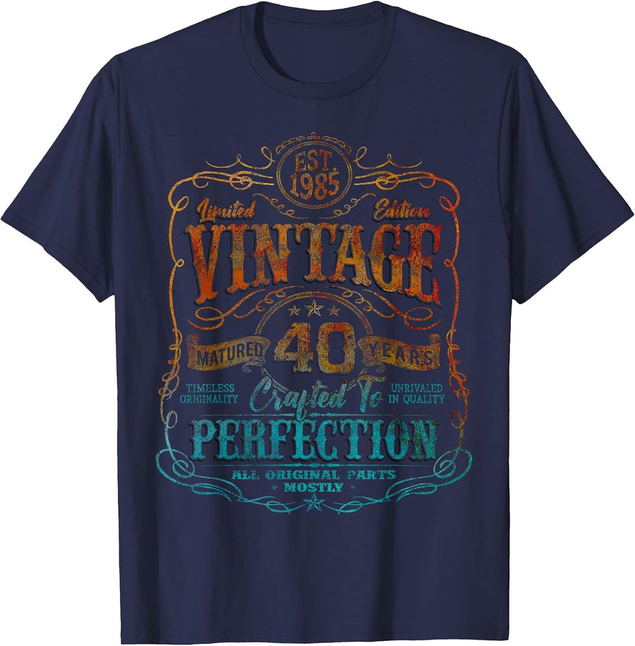 Vintage 1985 Limited Edition Shirt 40 Year Old 40th Birthday T-Shirt - Navy Blue