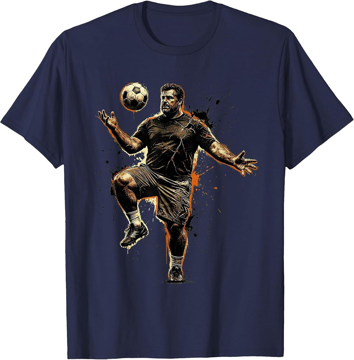 Men's Soccer Dad Juggling Ball Graphic Tee T-Shirt - Navy Blue