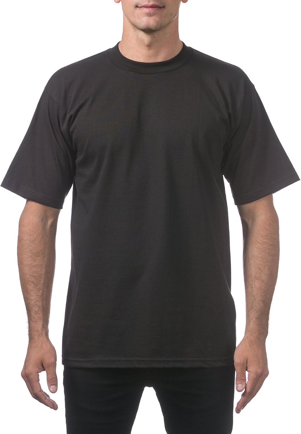 Pro Club Men's Heavyweight Cotton Short Sleeve Crew Neck T-Shirt - Black