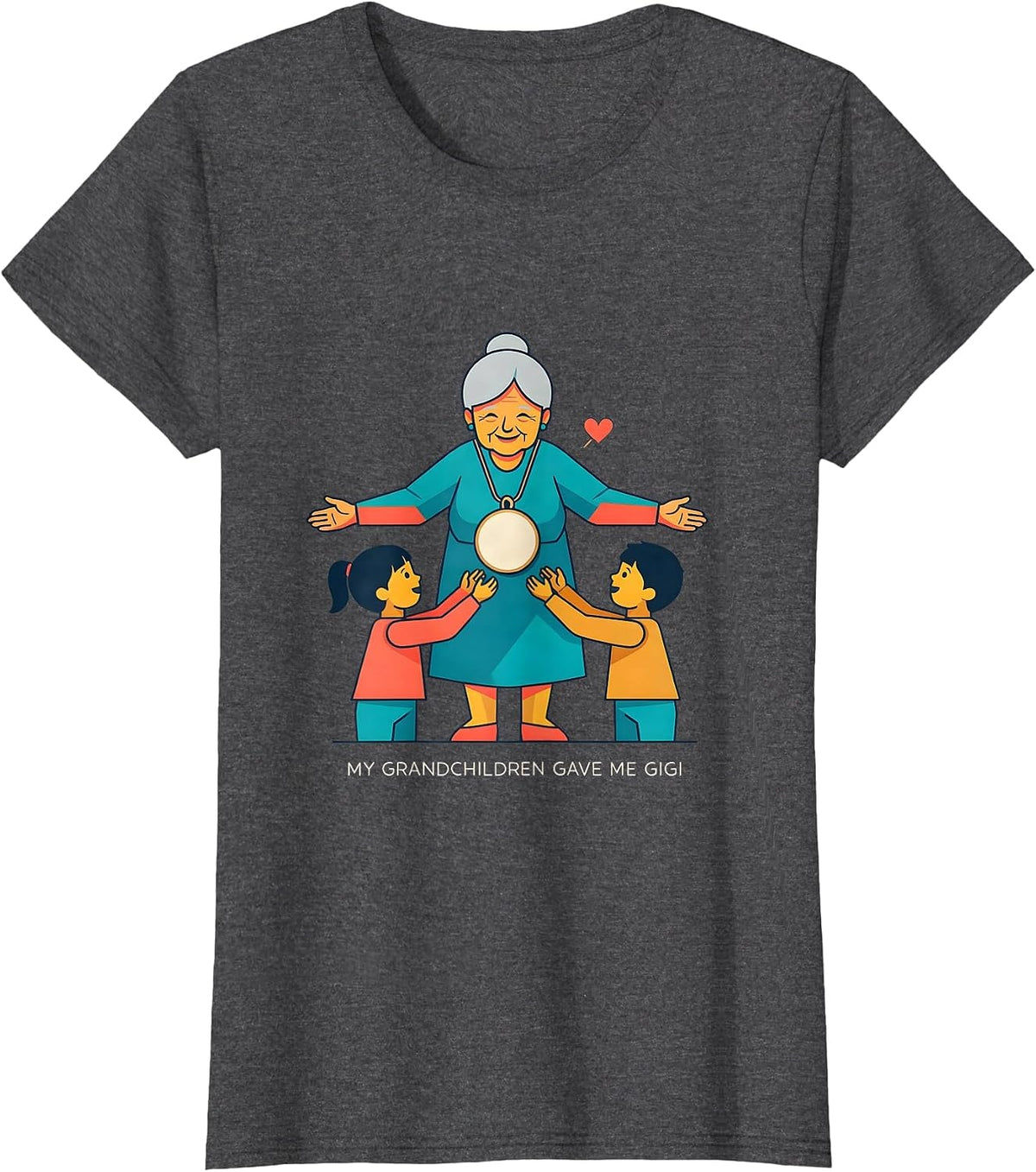 Women's My Grandchildren Gave Me Gigi Sentimental Grandma Gift T-Shirt - Dark Heather Grey