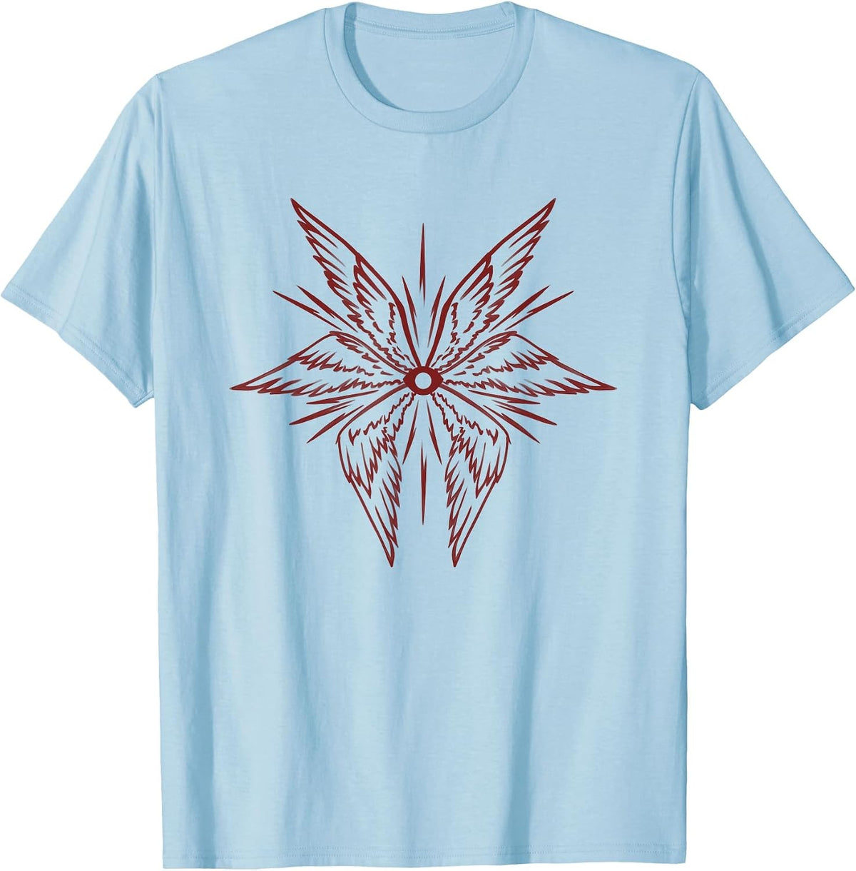 Emo Goth Alt Biblically Accurate Archangel Wings with Eye T-Shirt - Baby Blue