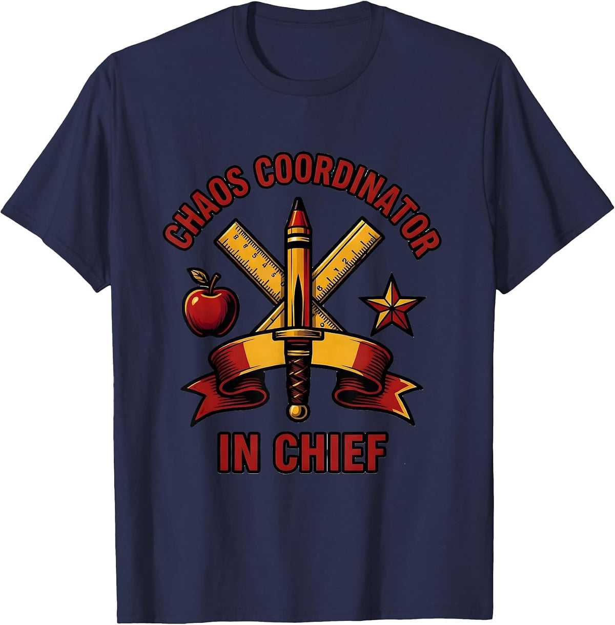 Men's Pre K Teacher Chaos Coordinator In Chief Design T-Shirt - Navy Blue