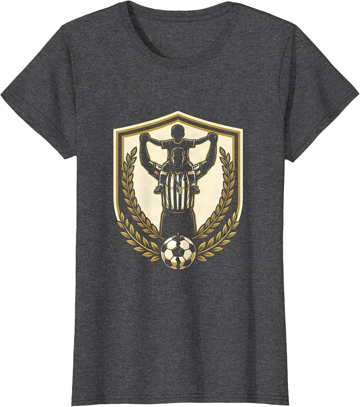 Women's Soccer Dad Referee Piggyback Ride Graphic T-Shirt - Dark Heather Grey