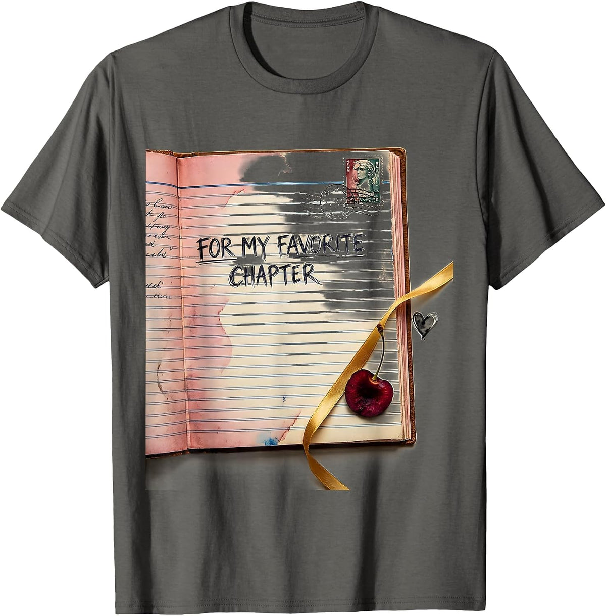 For My Favorite Chapter Cute Bookworm Chapter Birthday T-Shirt - Asphalt Grey