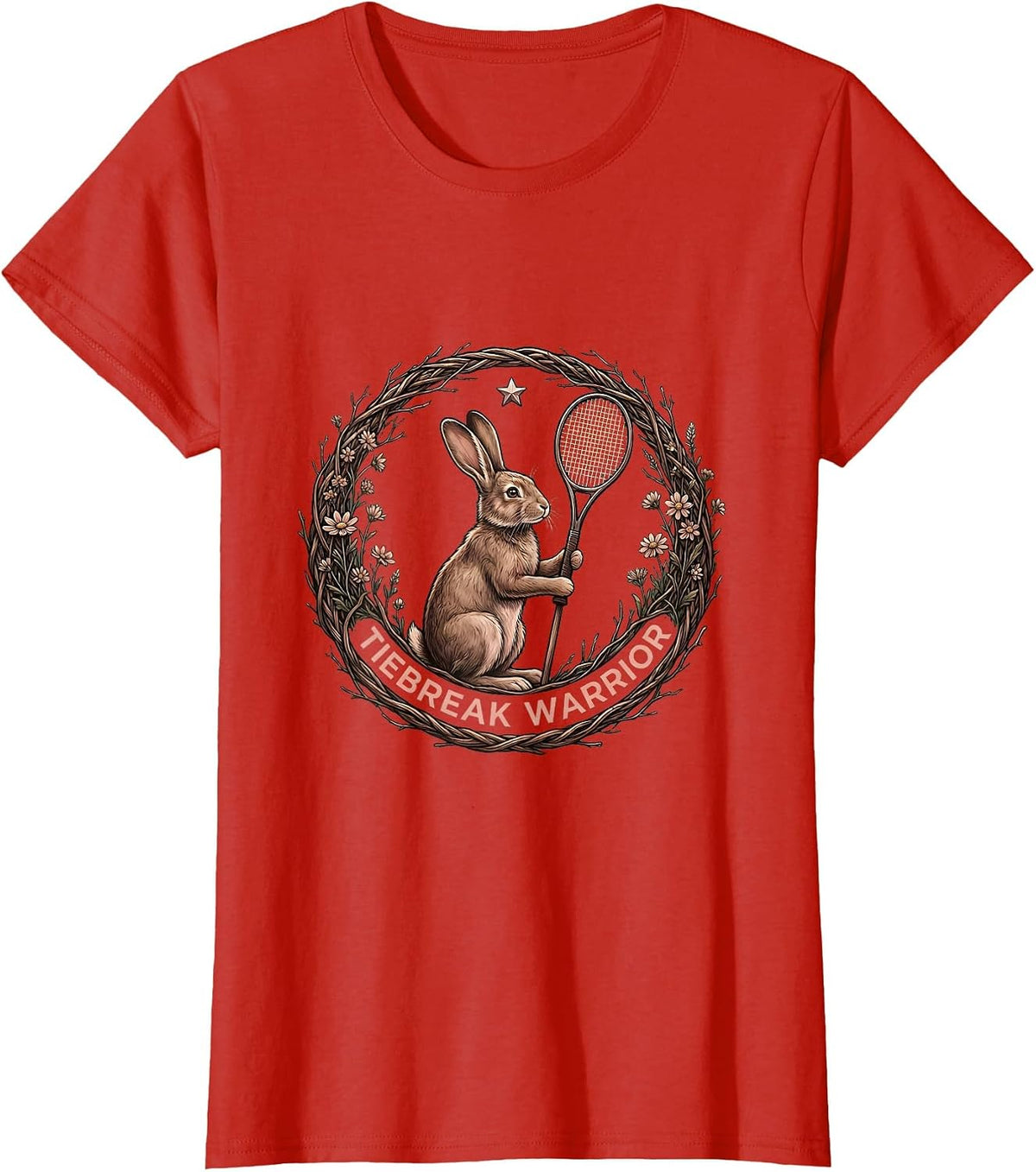 Tiebreak Warrior Tennis Graphic Design T-Shirt - Red