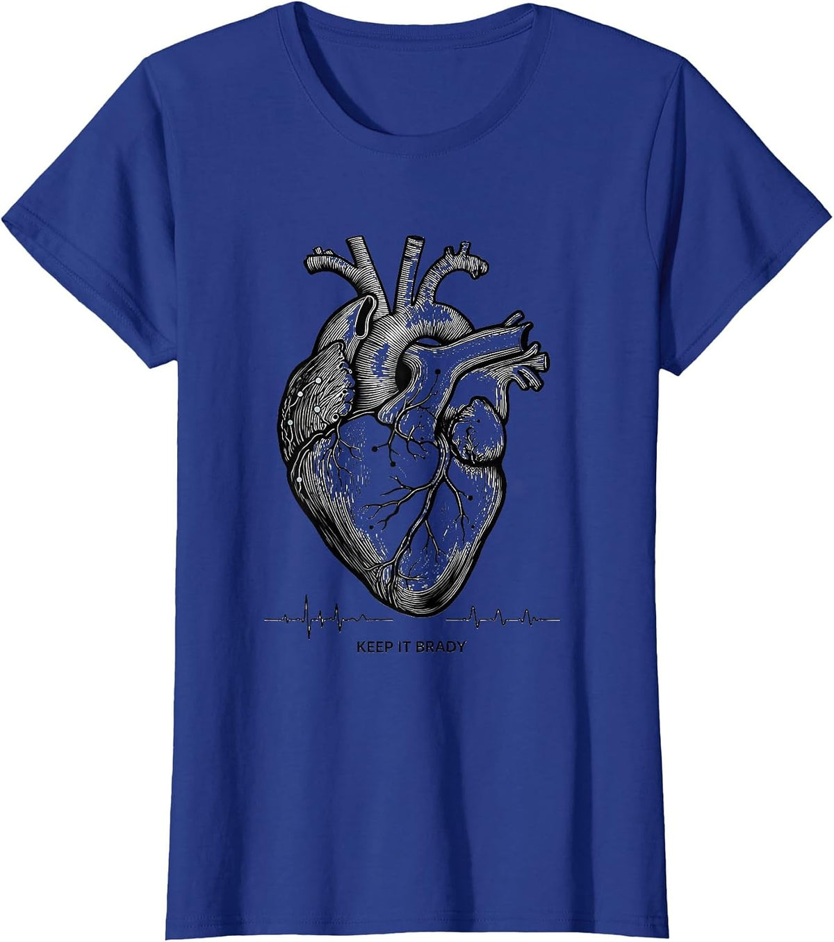 Women's Keep It Brady Cardiac Nurse Anatomy Conduction Pathway T-Shirt - Royal Blue