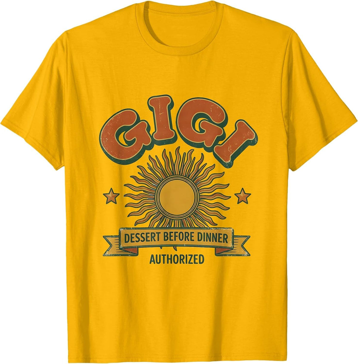 Men's Gigi: Dessert Before Dinner Authorized Vintage Retro Family T-Shirt - Golden Yellow