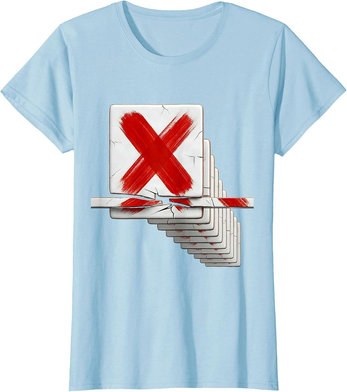 Women's Mahjong Tile Rack Break Funny Mahjong Lover Gift T-Shirt - Baby Blue